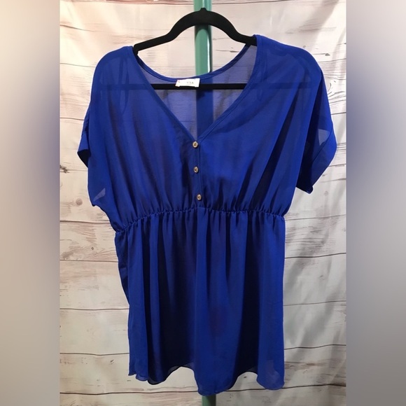 tovia Tops - 🌙 💙BEAUTIFUL BRIGHT BLUE TOVIA MATERNITY TOP SZ XL W GOLD BUTTON ACCENT! 💙